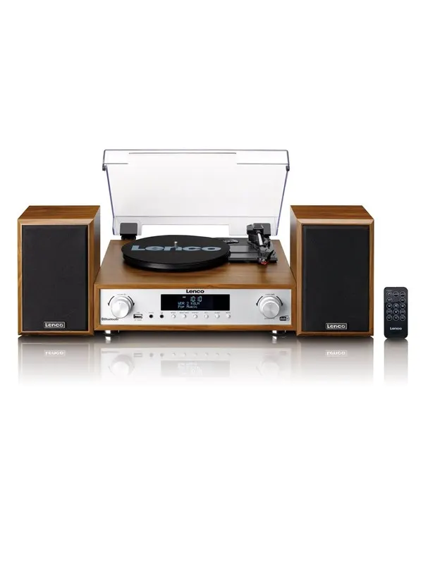 Lenco MC-160WD - HiFi Stereo system with Record Player DAB+/FM radio and Bluetooth® - Wood - Skivspelare