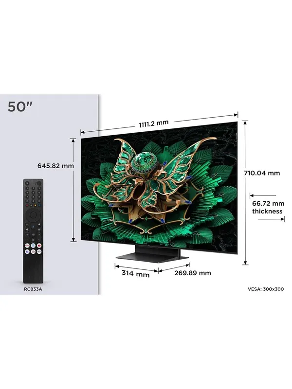 TCL 50" TV LED 4K 50"" C7K - 4K QD Mini-LED Google TV