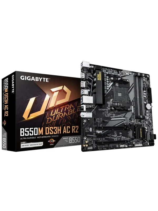 GIGABYTE B550M DS3H AC R2 Moderkort - AMD B550 - AMD AM4 - DDR4 RAM - Micro-ATX