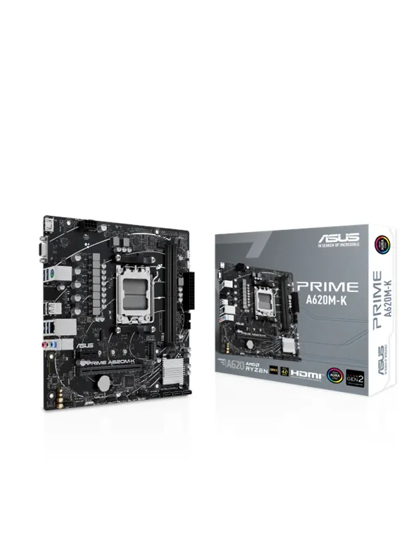 ASUS PRIME A620AM-K Moderkort - AMD A620A - AMD AM5 - DDR5 RAM - Micro-ATX