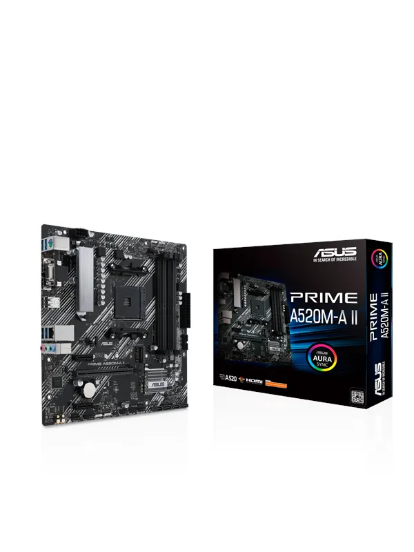 ASUS TUF GAMING A520M-PLUS II Moderkort - AMD A520 - AMD AM4 - DDR4 RAM - Micro-ATX