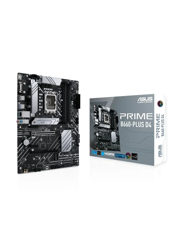 ASUS PRIME B660-PLUS D4 Moderkort - Intel B660 - Intel LGA1700 - DDR4 RAM - ATX