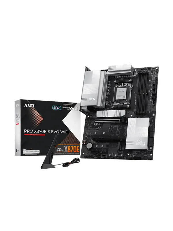 MSI PRO X870E-S EVO WIFI Moderkort - AMD X870E - AMD AM5 - DDR5 RAM - ATX