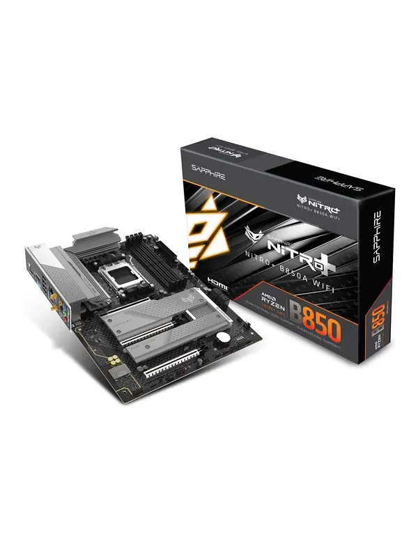 Sapphire NITRO+ B850A WIFI 7 Moderkort - AMD B850 - AMD AM5 - DDR5 RAM - ATX