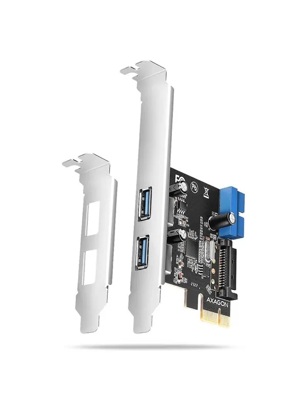 AXAGON 2 × USB-A 5 + 2 × Interna 5 Gbps PCIe-kort