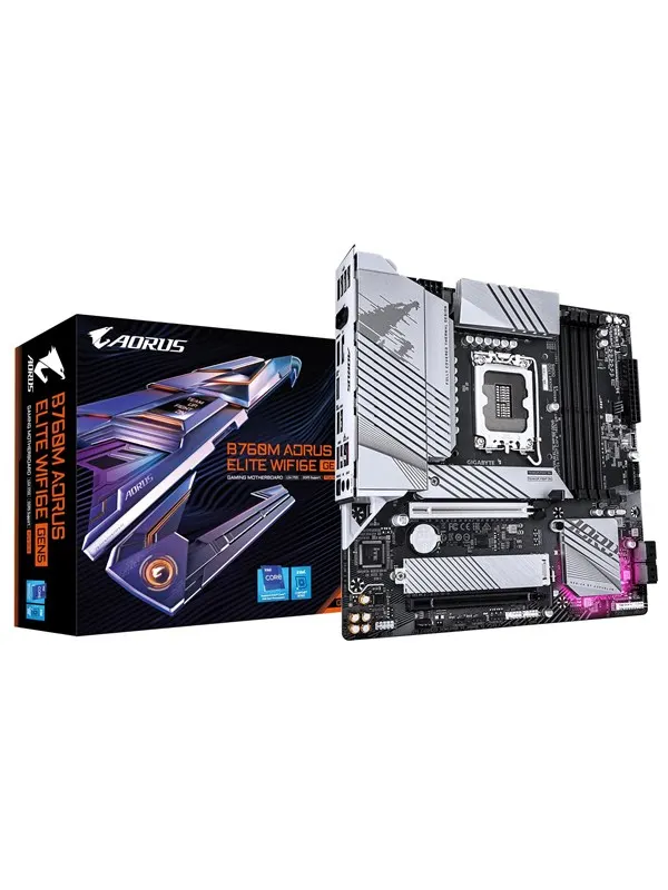 GIGABYTE B760M AORUS ELITE WIFI6E GEN5 Moderkort - Intel B760 - Intel LGA1700 - DDR5 RAM - Micro-ATX