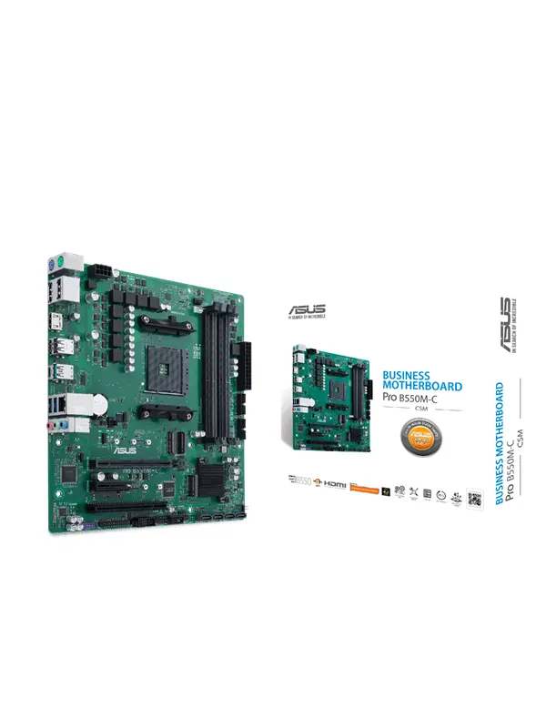 ASUS Pro B550M-C/CSM Moderkort - AMD B550 - AMD AM4 - DDR4 RAM - Micro-ATX