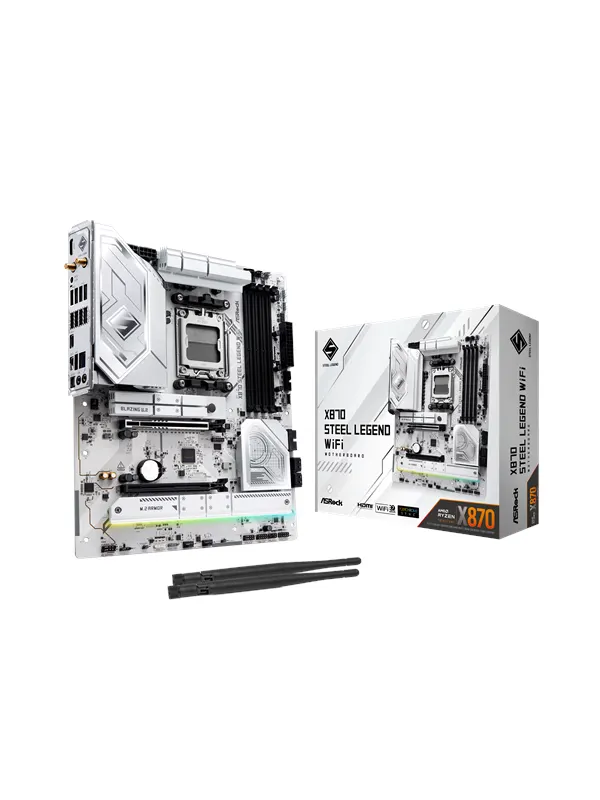 ASRock X870 STEEL LEGEND WIFI Moderkort - AMD X870 - AMD AM5 - DDR5 RAM - ATX