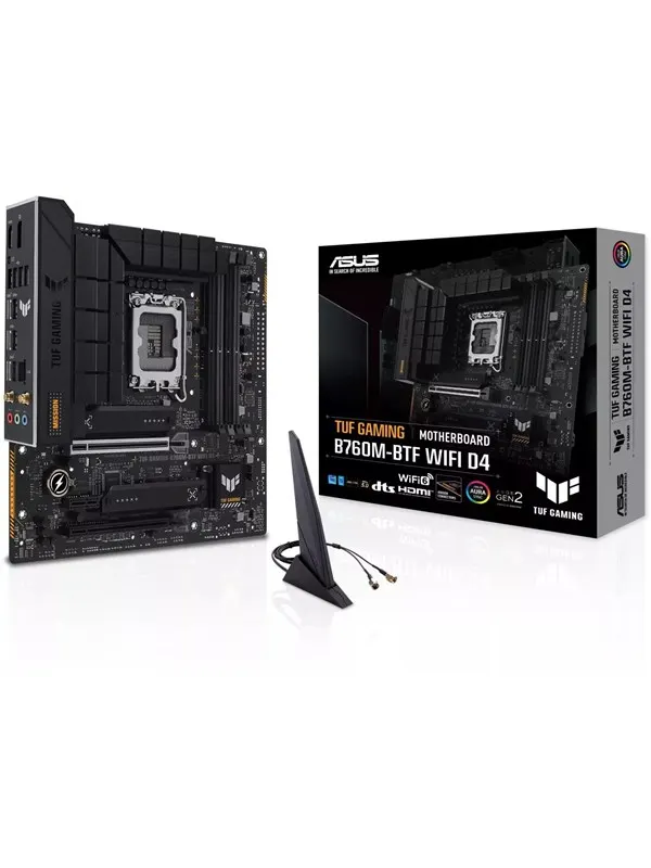 ASUS TUF GAMING B760M-BTF WIFI Moderkort - Intel B760 - Intel LGA1700 - DDR4 RAM - Micro-ATX (BTF Standard)