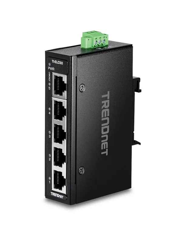 TRENDnet TI-ELC50 5-Port Industrial Fast Ethernet DIN-Rail Mini Switch