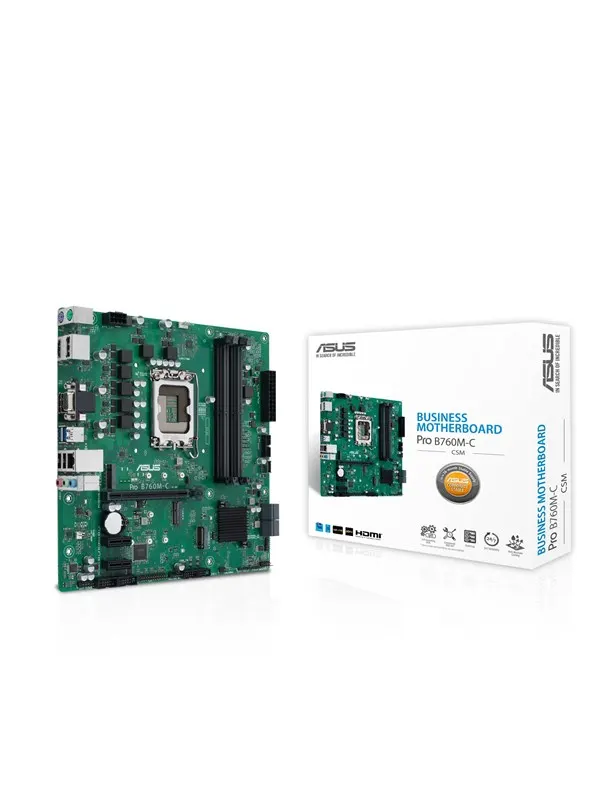 ASUS PRO B760M-C-CSM Moderkort - Intel B760 - Intel LGA1700 - DDR5 RAM - Micro-ATX