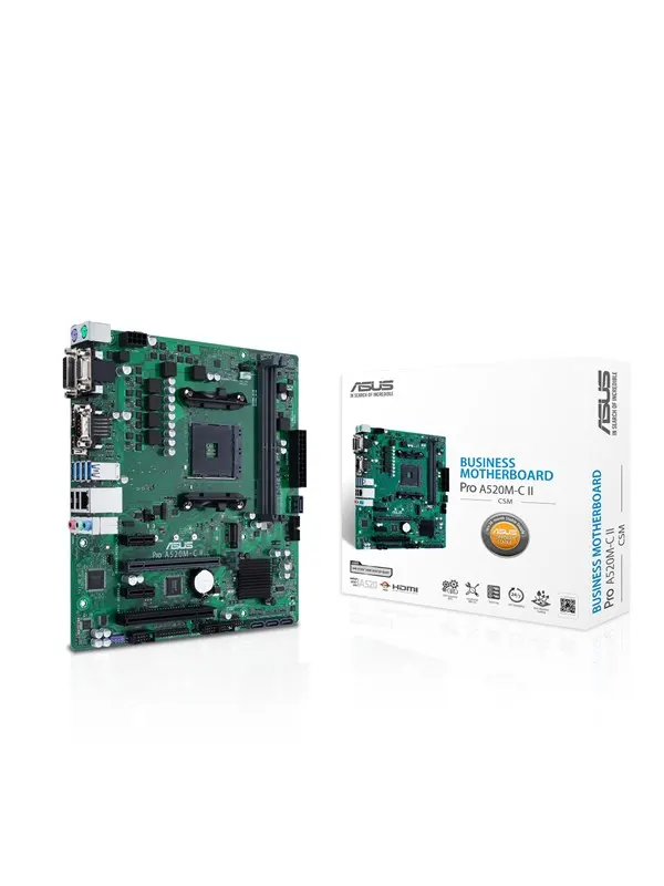 ASUS PRO A520M-C II/CSM Moderkort - AMD A520 - AMD AM4 - DDR4 RAM - Micro-ATX