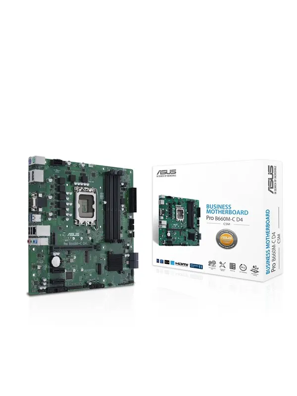 ASUS PRO B660M-C D4-CSM Moderkort - Intel B660 - Intel LGA1700 - DDR4 RAM - Micro-ATX