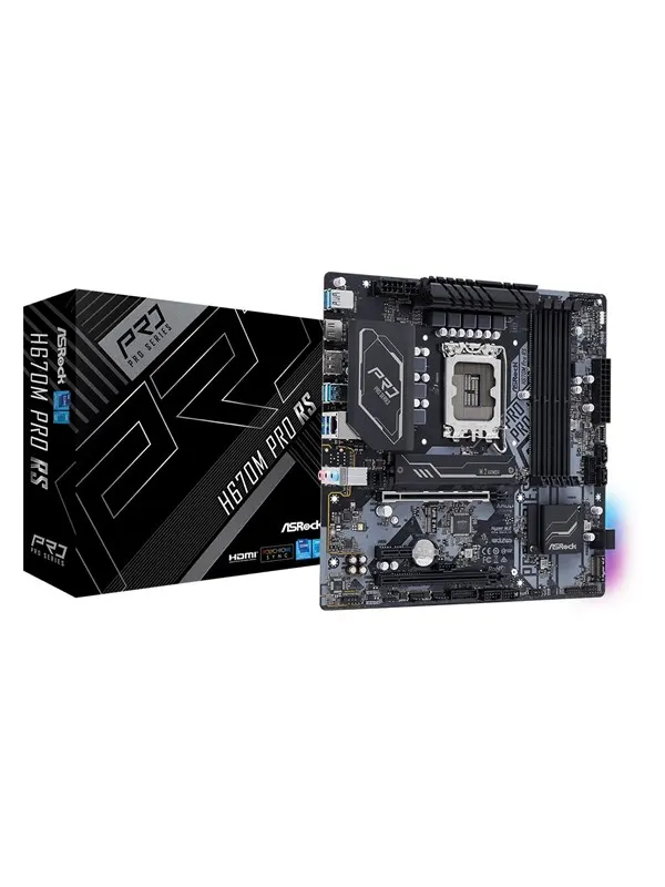 ASRock H670M Pro RS Moderkort - Intel H670 - Intel LGA1700 - DDR4 RAM - Micro-ATX