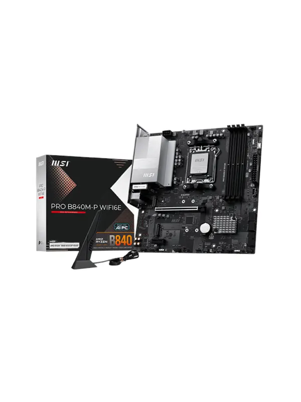 MSI PRO B840M-P WIFI6E Moderkort - AMD B840 - AMD AM5 - DDR5 RAM - Micro-ATX