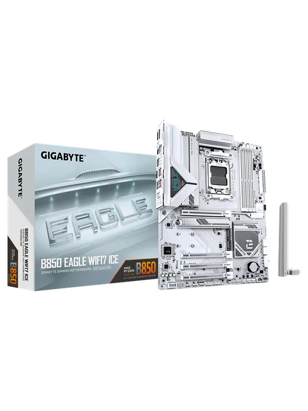 GIGABYTE B850 EAGLE WIFI7 ICE Moderkort - AMD B850 - AMD AM5 - DDR5 RAM - ATX
