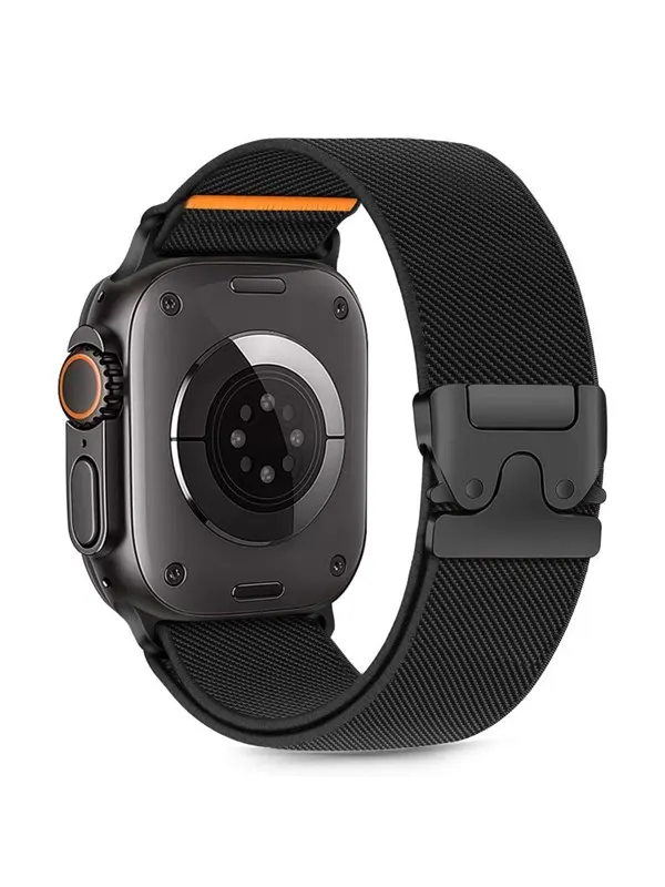 Tech-Protect Nylon Clasp Strap for Apple Watch 44 / 45 / 46 / 49 mm - Black