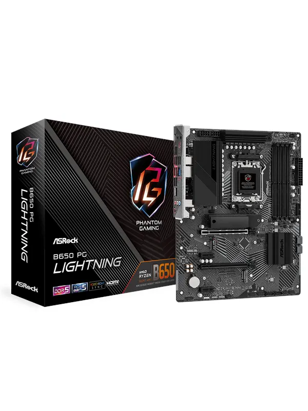 ASRock B650 PG Lightning Moderkort - AMD B650 - AMD AM5 - DDR5 RAM - ATX