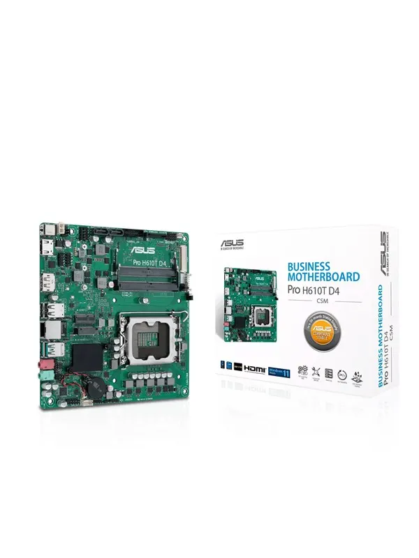 ASUS Pro H610T D4-CSM Moderkort - Intel H610 - Intel LGA1700 - DDR4 RAM - Thin Mini-ITX