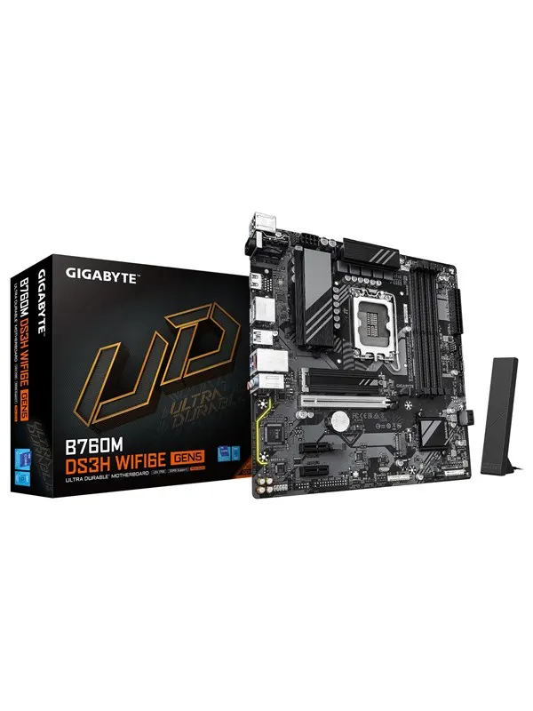 GIGABYTE B760M DS3H WIFI6E GEN5 Moderkort - Intel B760 - Intel LGA1700 - DDR5 RAM - Micro-ATX