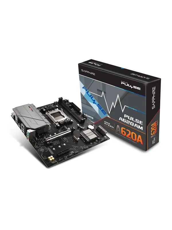 Sapphire PULSE A620AM Moderkort - AMD A620A - AMD AM5 - DDR5 RAM - Micro-ATX
