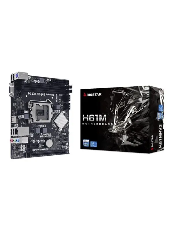 BIOSTAR H61MHV3 Moderkort - Intel H61 Express - Intel LGA1155 - DDR3L (Low Voltage) RAM - Micro-ATX