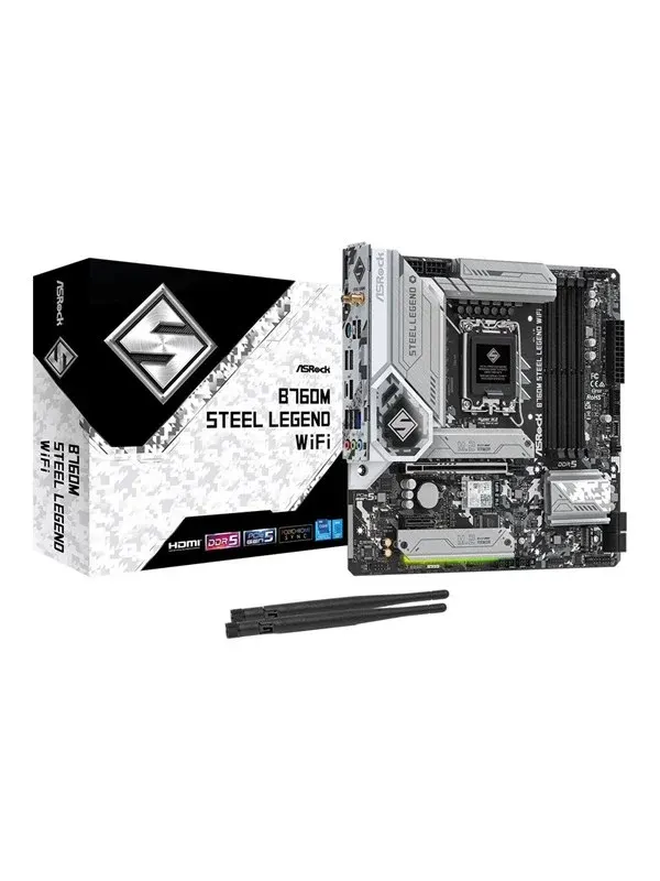 ASRock B760M STEEL LEGEND WIFI Moderkort - Intel B760 - Intel LGA1700 - DDR5 RAM - Micro-ATX