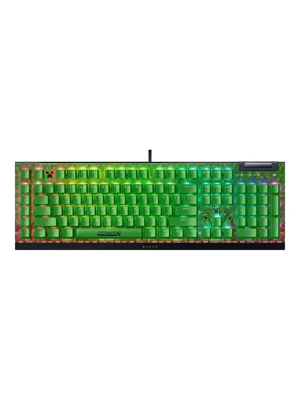 Razer BlackWidow V4 X - Green Mechanical (Clicky) - Minecraft Edition - Gaming Tangentbord - Engelska (US) - Grön