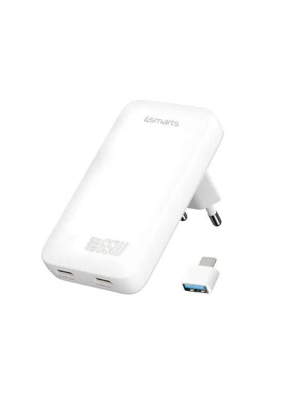 4smarts Wall Charger Flatplug Slim Dual USB-C 65W Fast Charge