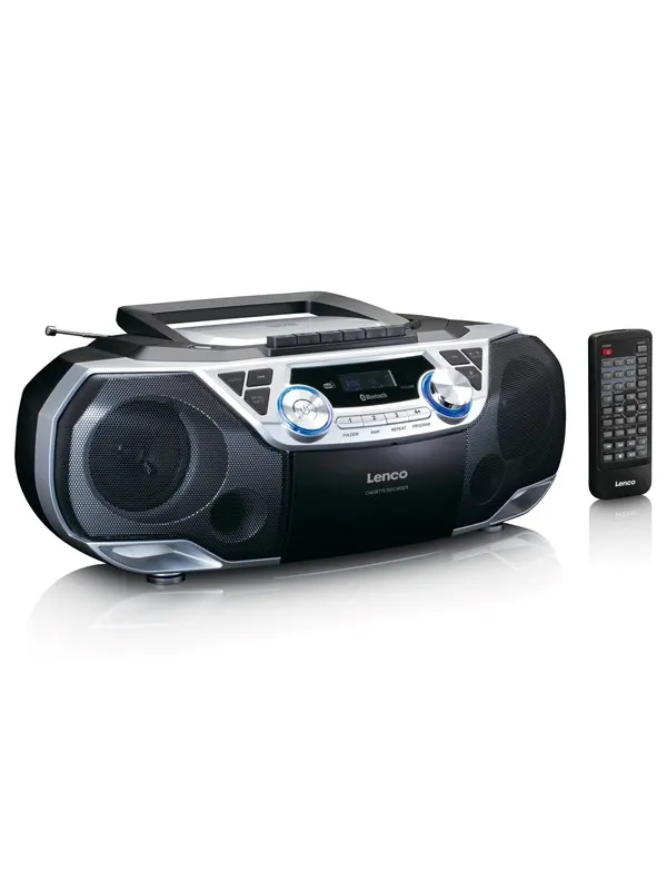 Lenco SCD-720SI - Portable Boombox with DAB+/FM radio Bluetooth® CD Casette Recorder and USB player - Silver - DAB/DAB+/FM - Stereo - Silver