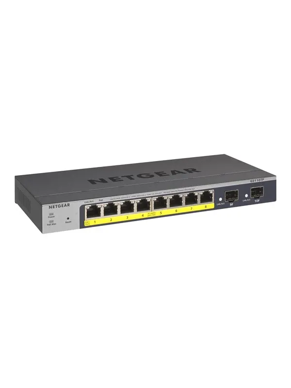 Netgear GS110TPv3 8-Port Gigabit PoE+ Ethernet Smart Switch with 2 SFP Ports and Cloud Management