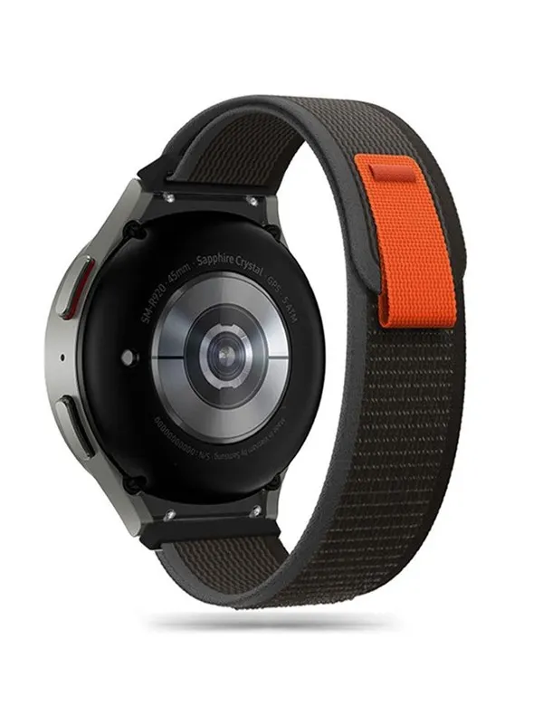 Tech-Protect Nylon Strap for Samsung Galaxy Watch 4 / 5 / 5 Pro / 6 / 7 / FE - Black & Orange