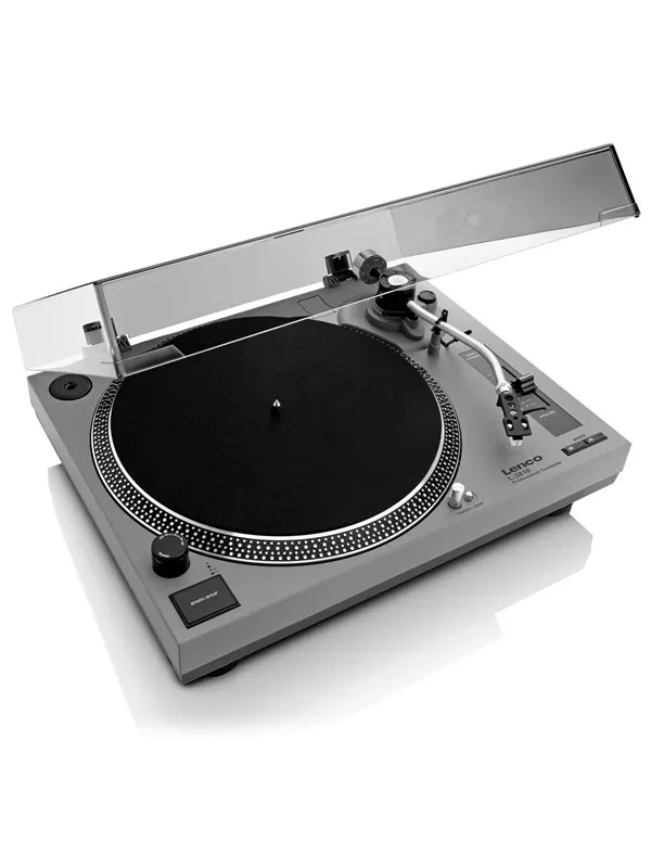 Lenco L-3810GY - Direct-drive Record Player with USB/PC encoding - Grey - Skivspelare Grå