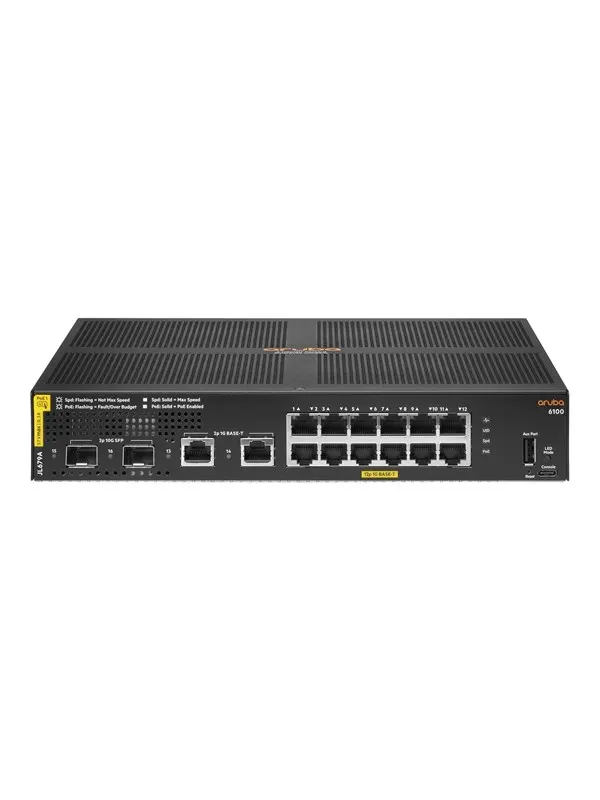 Hewlett Packard Enterprise E Aruba 6100 12G Class4 PoE 2G/2SFP+ 139W Switch