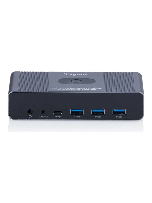 DIGITUS Core Line - KVM / video / audio switch - USB-C 3.0 Dual HDMI 4K60Hz - 2 ports
