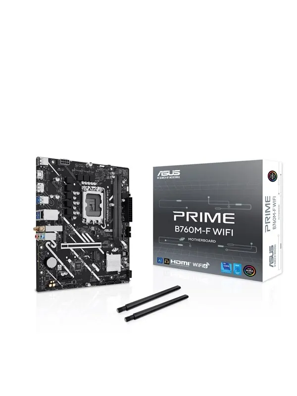 ASUS PRIME B760M-F WIFI Moderkort - Intel B760 - Intel LGA1700 - DDR5 RAM - Micro-ATX