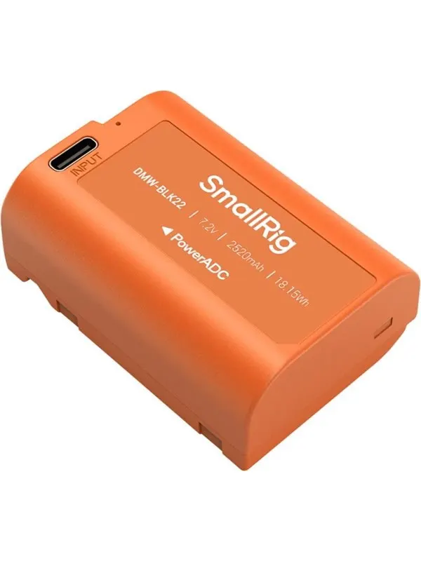 SmallRig 4979 Camera Battery USB-C Rechargeable DMW-BLK22 Orange