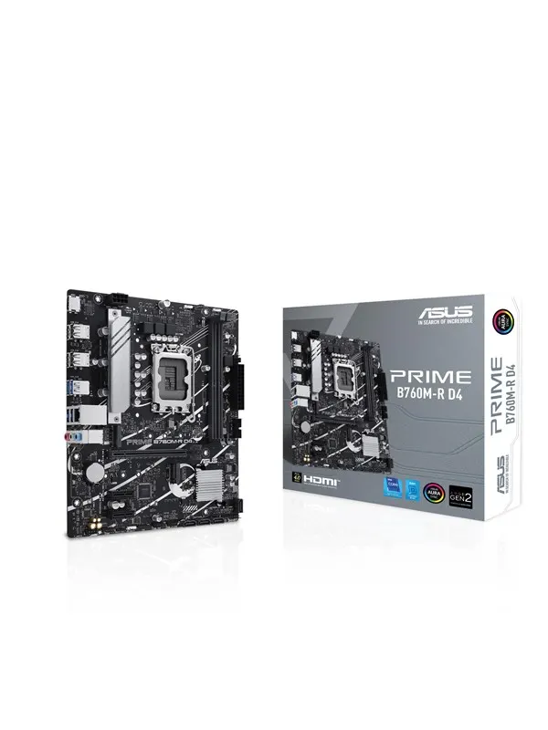 ASUS PRO B760M-R D4 Moderkort - Intel B760 - Intel LGA1700 - DDR4 RAM - Micro-ATX