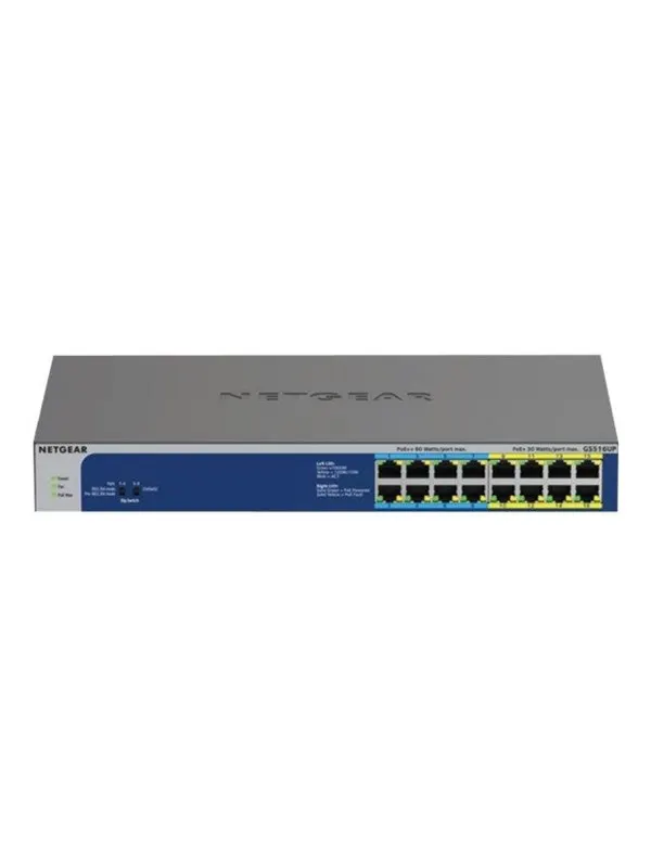 Netgear GS516UP-100EUS 16-Port Gigabit Ethernet High-Power PoE+ Unmanaged Switch with 8-Ports PoE++ (380W)