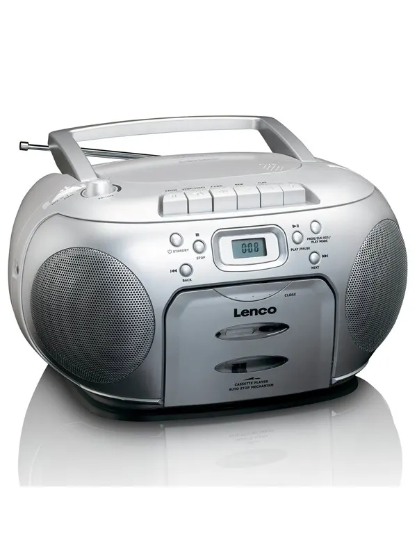 Lenco SCD-420SI - Portable FM Radio CD- Cassette player - FM - Stereo - Silver