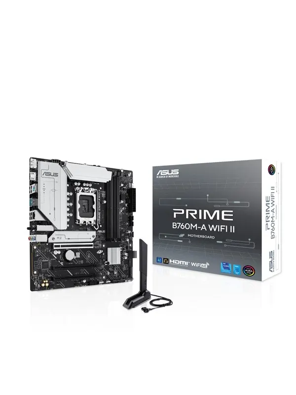 ASUS PRIME B760M-A WIFI II Moderkort - Intel B760 - Intel LGA1700 - DDR5 RAM - Micro-ATX