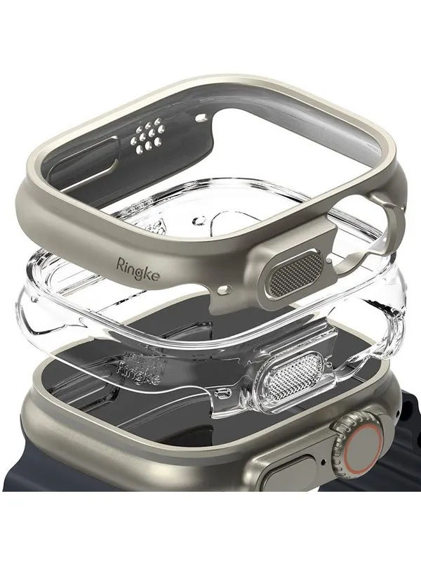 Ringke Slim 2-pack Case for Apple Watch Ultra 1/2 (49 mm) - Clear and Titanium