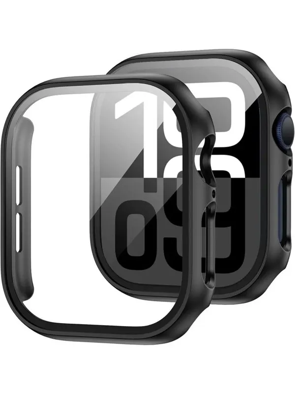 Tech-Protect Defense360 Tempered Glass Case for Apple Watch 10 (46 mm) - Black