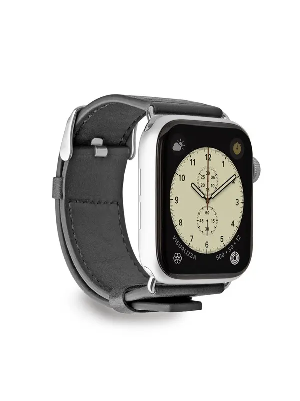 CASE&ME SBS Eco Leather armband för Apple Watch 42/44/45/49mm - Svart