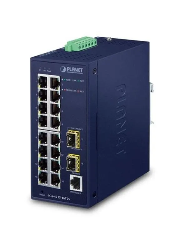 PLANET IGS-4215-16T2S Industrial L2/L4 16-Port 10/100/1000T + 2-Port 100/1000X SFP Managed Switch