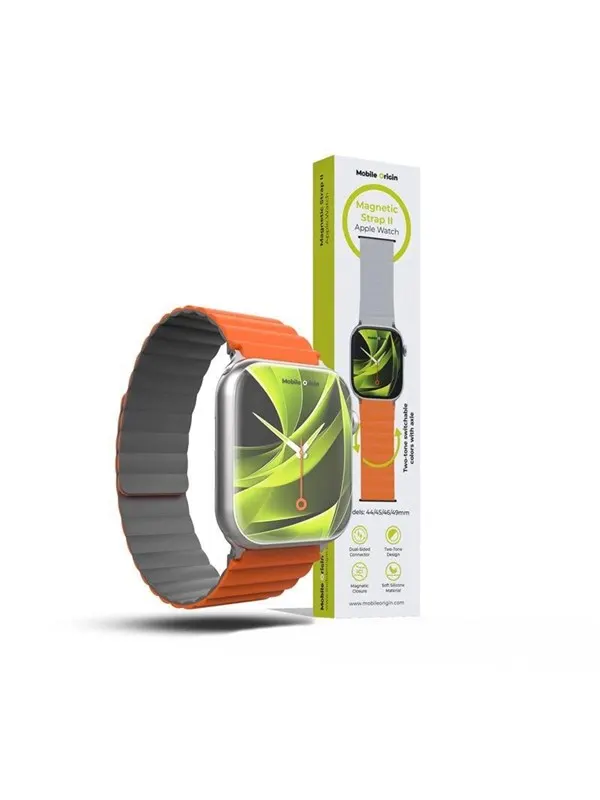 Mobile Origin Magnetic Watch Strap II - orange/grey - Apple Watch 49mm/46mm/45mm/44mm