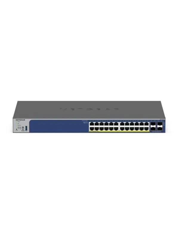 Netgear GS728TXP 28-Port Gigabit Ethernet Stackable Smart Switch 24 PoE+ Ports 2 Copper 10G 2 SFP+ 10G