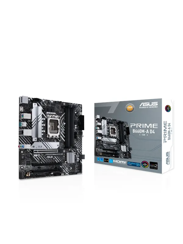 ASUS PRIME B660M-A D4-CSM Moderkort - Intel B660 - Intel LGA1700 - DDR4 RAM - Micro-ATX