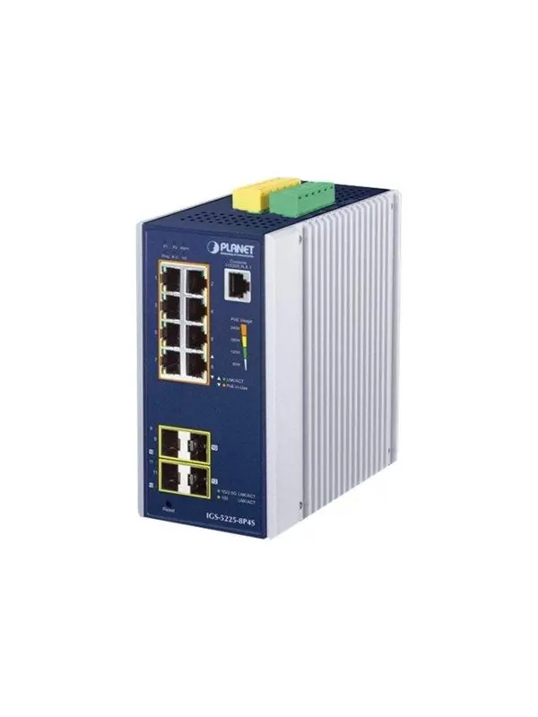 PLANET IGS-5225-8P4S Industrial L2+ 8-Port 10/100/1000T 802.3at PoE + 2-Port 100/1G SFP + 2-Port 100/1G/2.5G SFP Managed Ethernet Switch
