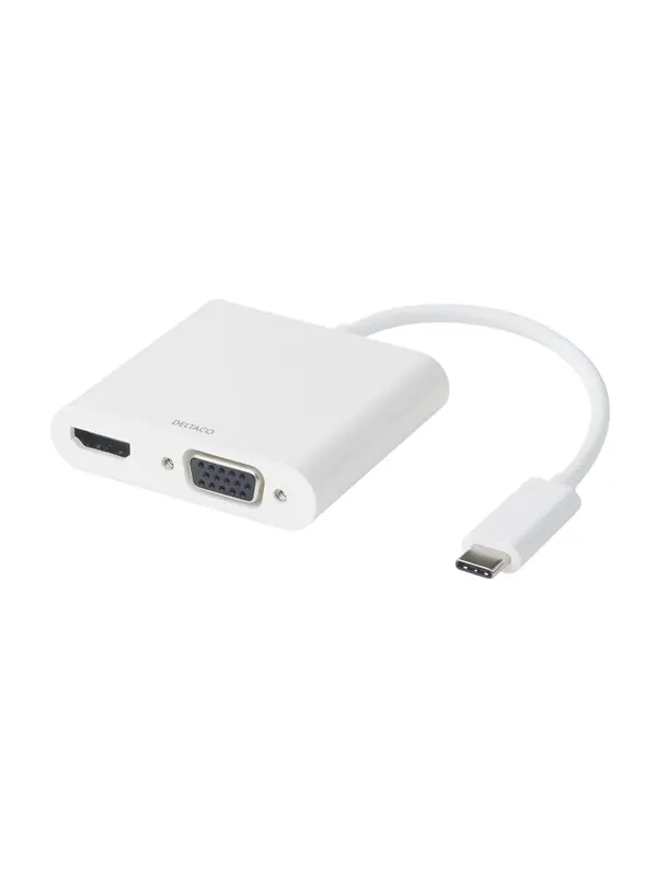 Deltaco USB-C docking station HDMI/VGA/USB-C 100